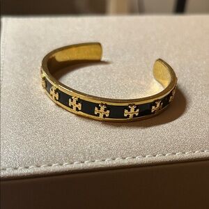Gold and Black Tory Burch Cuff Bracelet